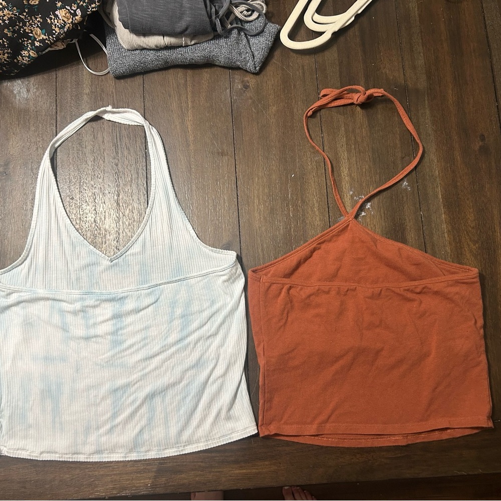 American Eagle Outfitters and Holister White and Orange Halter Tops - Picture 2 of 6